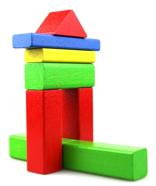 stock image Plastic building blocks on a white background