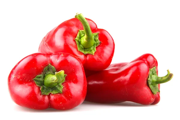Κόκκινες πιπεριές τσίλι σε λευκό φόντο — Φωτογραφία Αρχείου