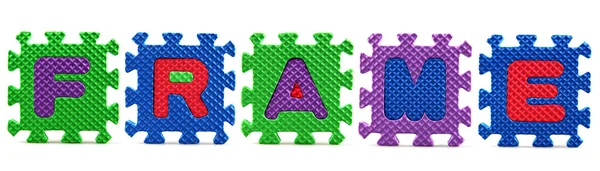 Peças de quebra-cabeça alfabeto no fundo branco — Fotografia de Stock