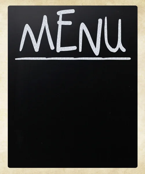 레스토랑 메뉴를 사용 하는 흰색 분필 얼룩이 함께 빈 칠판 — 스톡 사진