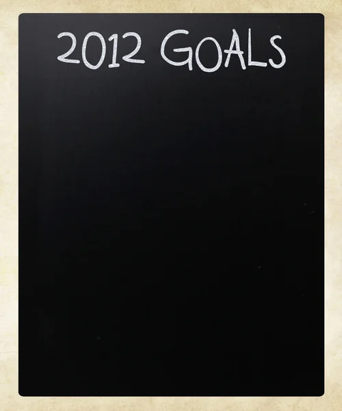 "2012 γκολ "χειρόγραφα με λευκή κιμωλία σε έναν μαυροπίνακα — Φωτογραφία Αρχείου