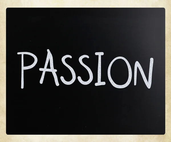 "Passie "handgeschreven met wit krijt op een Blackboard — Stockfoto