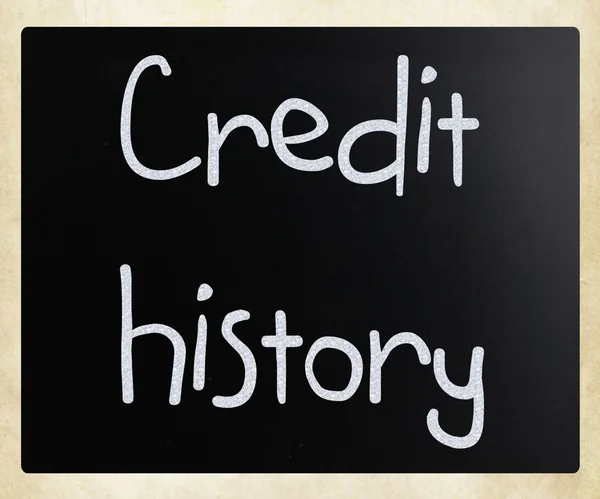 "Hitel történelem "kézzel írott, fehér kréta egy táblára — Stock Fotó