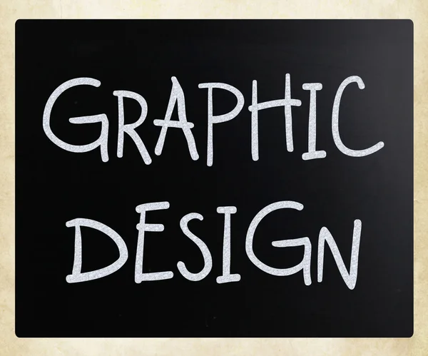 "Grafik tasarım"bir kara tahta üzerinde beyaz tebeşir ile el yazısı — Stok fotoğraf