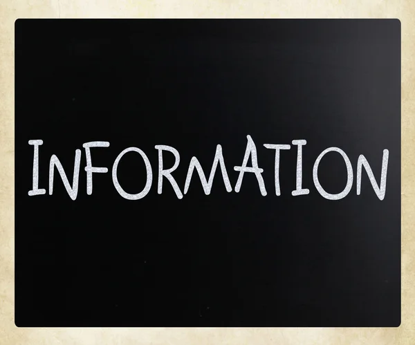"Information" handwritten with white chalk on a blackboard — Stock Photo, Image