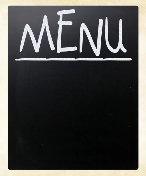 Leere Tafel mit weißen Kreideflecken verwendete Speisekarte eines Restaurants — Stockfoto