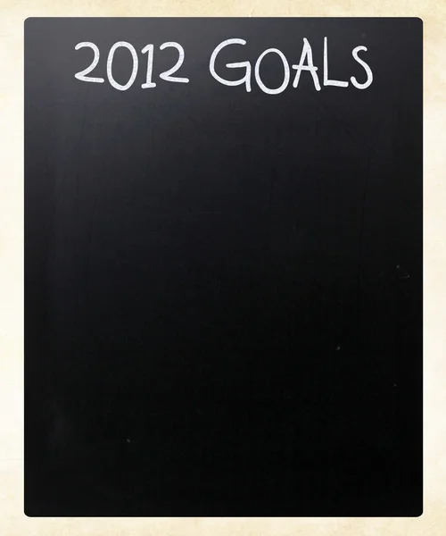 "2012 goles "escrito a mano con tiza blanca en una pizarra — Foto de Stock