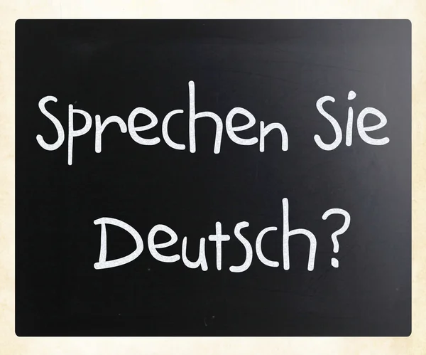 "「シュプレッヘン・シー・ドイッチュ」はブラックボに白いチョークで手書き — ストック写真