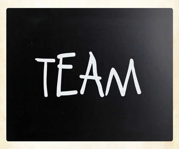 Das Wort Team Handgeschrieben Mit Weißer Kreide Auf Einer Tafel — Stockfoto