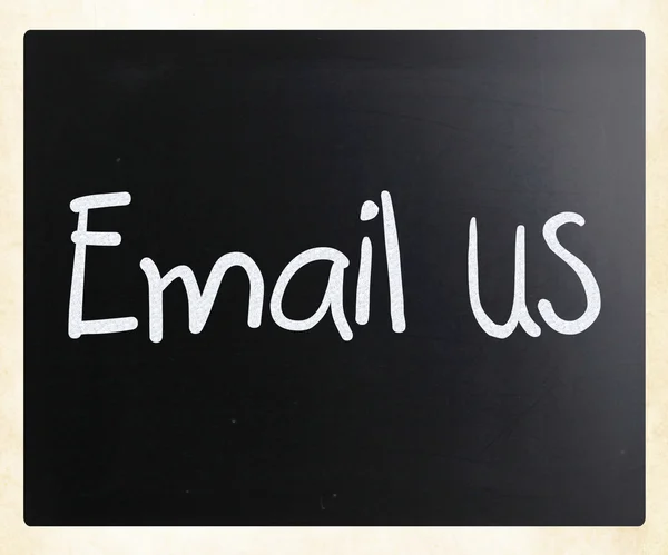 "Email us" handwritten with white chalk on a blackboard — Stock Photo, Image