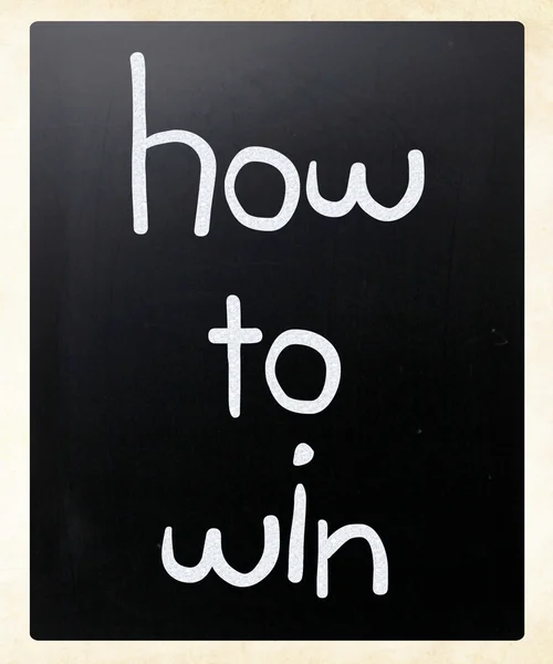 "Wie man gewinnt "handgeschrieben mit weißer Kreide auf einer Tafel — Stockfoto