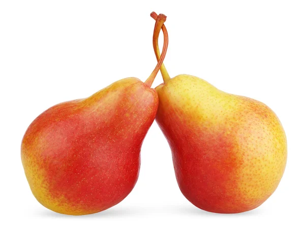 Due frutti maturi di pera rosso-gialla — Foto Stock