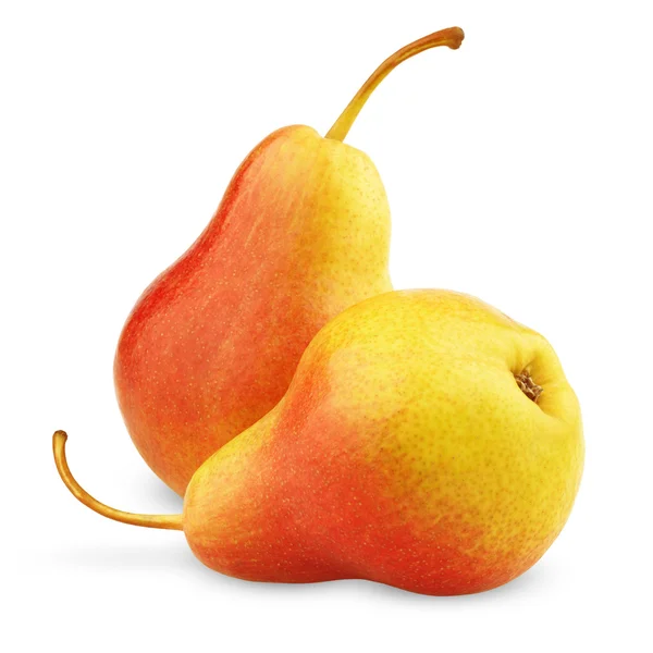 Two ripe red-yellow pear fruits — Stock Photo, Image