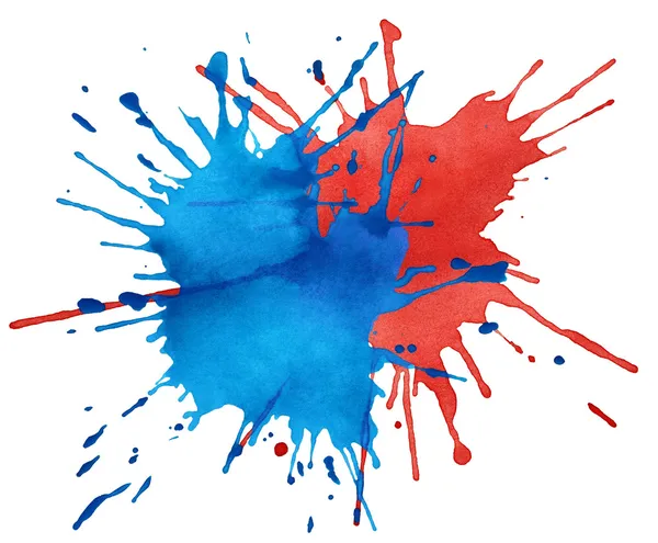 赤と青の水彩画のしみ — ストック写真