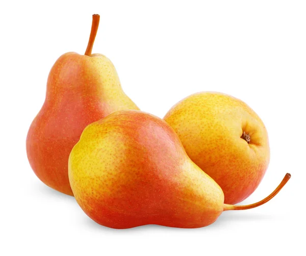 Tre frutti di pera rosso-gialla — Foto Stock