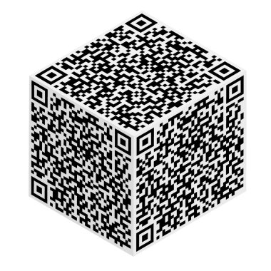 Cube with QR code abstract pattern clipart