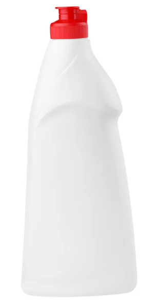 Bílá plastová láhev čisticího prostředku — Stock fotografie