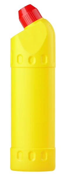 Žlutá plastová láhev čisticího prostředku — Stock fotografie