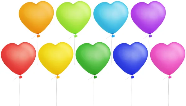Conjunto de balões coloridos em forma de coração — Fotografia de Stock