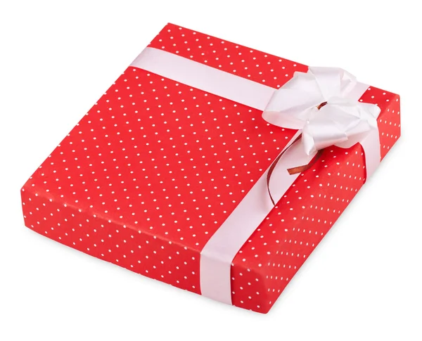 Красный подарок с лентой — стоковое фото