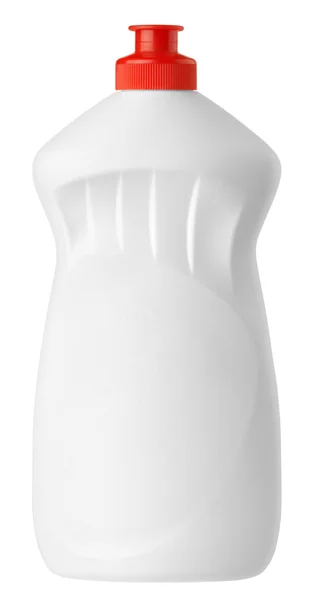 Белая пластиковая бутылка для моющего средства — стоковое фото