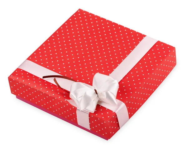 Confezione regalo rossa con nastro — Foto Stock