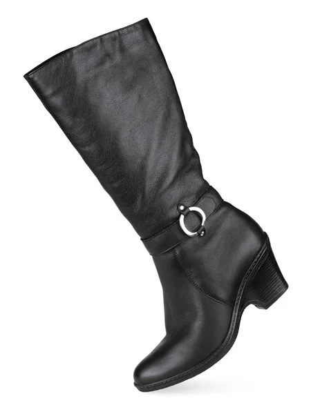 काले महिला फैशनेबल चमड़ा बूट — स्टॉक फ़ोटो, इमेज