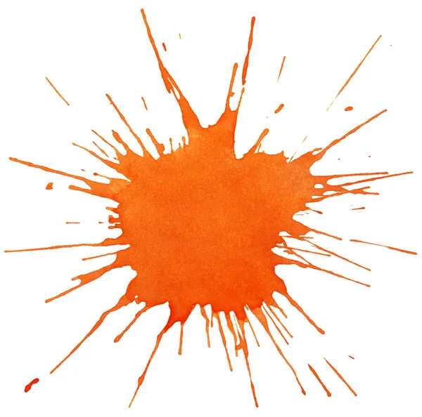 オレンジ色の水彩画のしみ — ストック写真