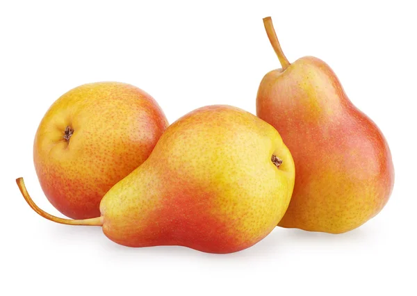 Trei fructe de pere roșu-galben — Fotografie, imagine de stoc