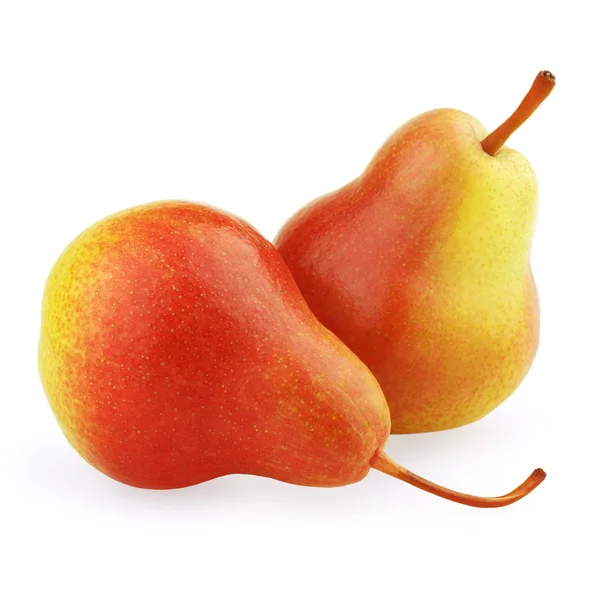 Dvě zralé červeno žluté hrušky ovoce — Stock fotografie