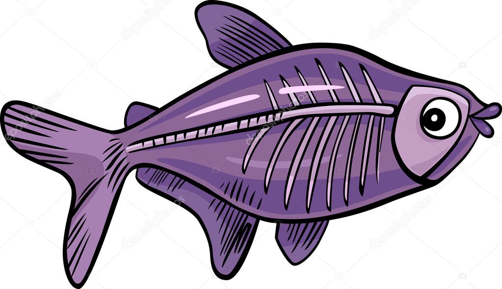 Dibujos animados radiografía pescado — Vector de stock #10073402