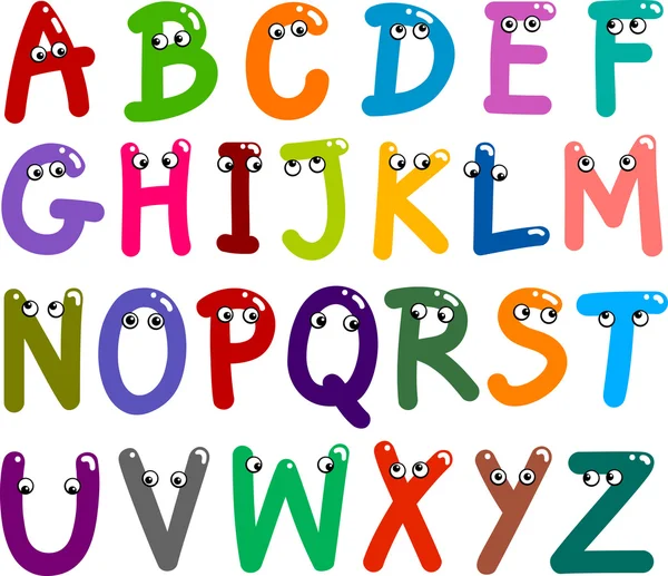 Grappige hoofdletters alfabet — Stockvector