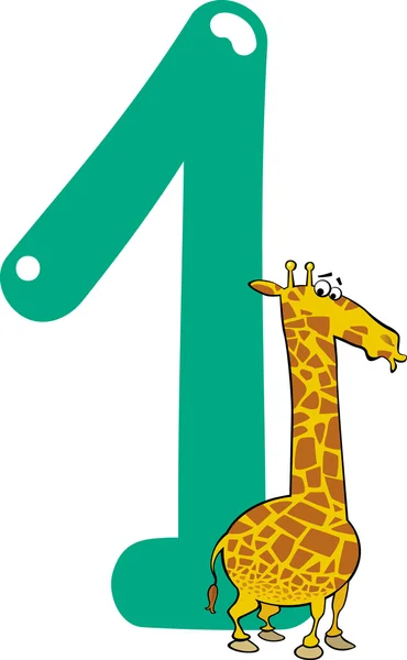 Numer jeden i żyrafa — Wektor stockowy