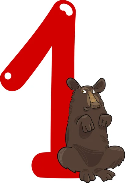 Nummer eins und Bär — Stockvektor