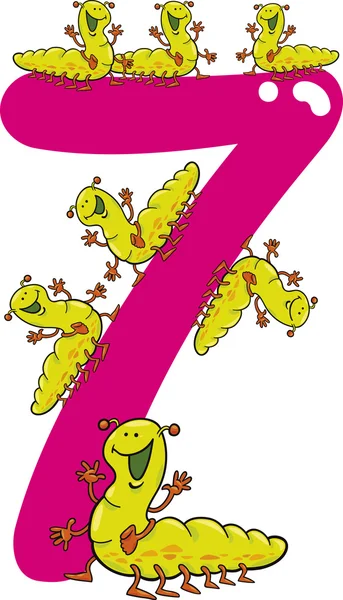 Caterpillar hét és 7 szám — Stock Vector