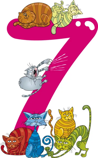 番号 7 と 7 猫 — ストックベクタ