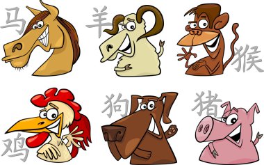 Six chinese zodiac signs clipart