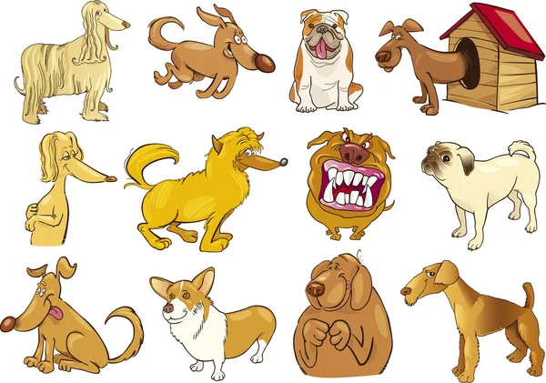 Tecknade hundar set — Stock vektor