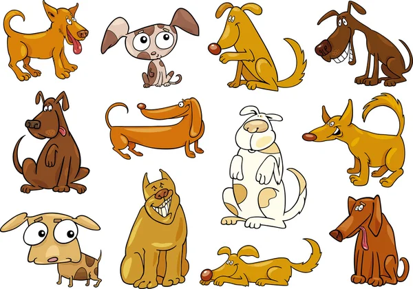 Conjunto de cães desenhos animados — Vetor de Stock