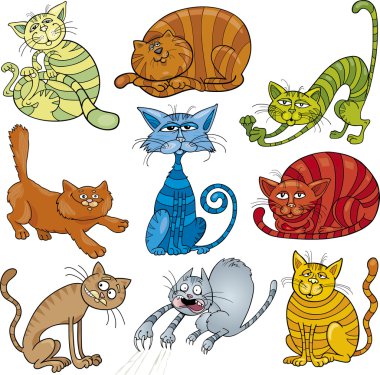 Cartoon cats set clipart