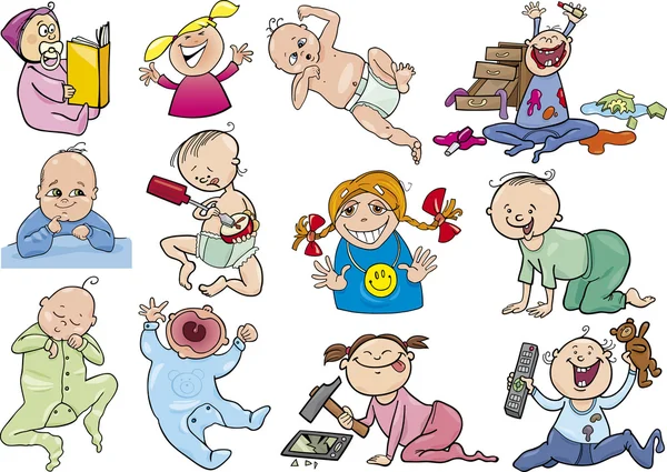 卡通婴儿和儿童套装 — 图库矢量图片