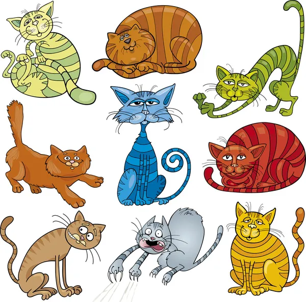 Conjunto de gatos de desenhos animados —  Vetores de Stock