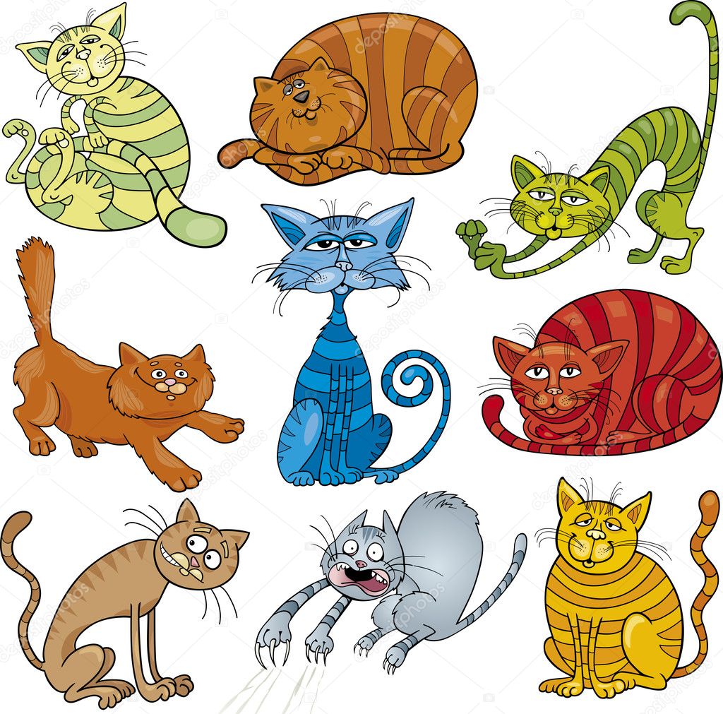Cartoon cats set