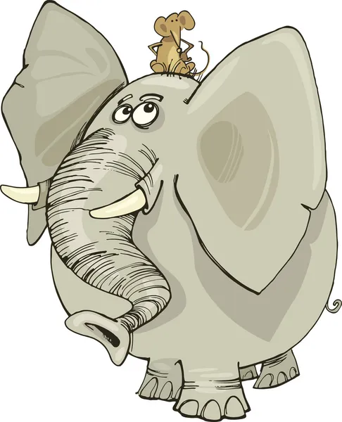 Éléphant avec souris — Image vectorielle