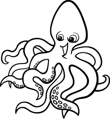 Cartoon octopus for coloring book clipart