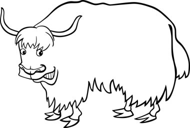 Cartoon Yak for coloring book clipart