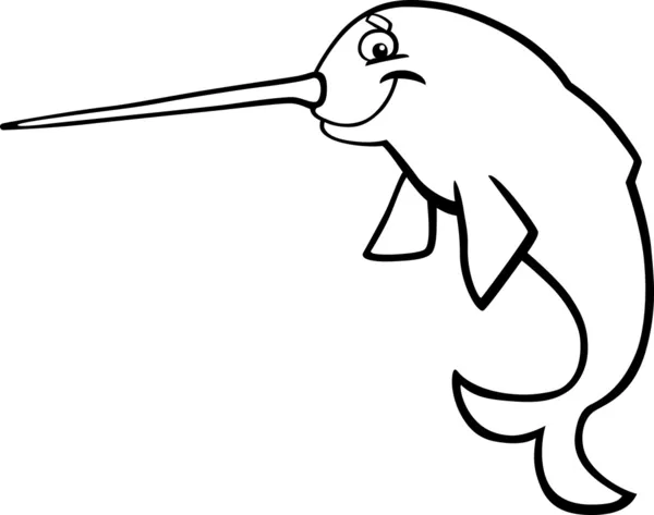 Cartoon narwhal for coloring book — Stock Vector