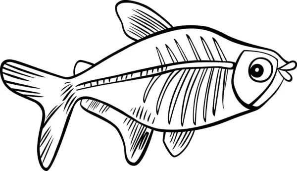 Карикатурные рентгеновские рыбы для раскраски — стоковый вектор