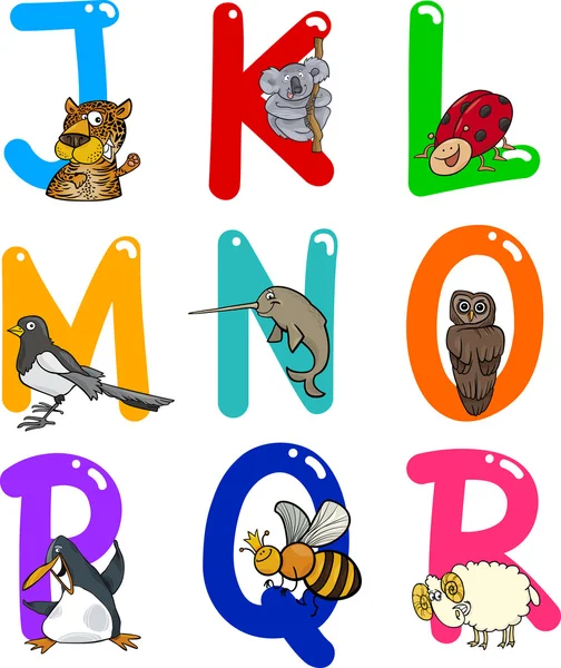 Cartoon alfabet met dieren — Stockvector