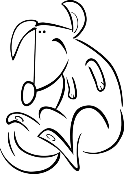 Doodle kreskówka pies szczęśliwy do kolorowania — Wektor stockowy